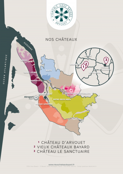 Vieux Château Bayard - Arvouet - Carte du vignoble bordelais